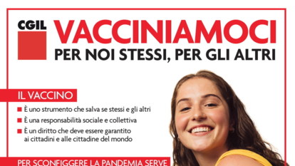 Al via campagna CGIL ‘Vacciniamoci, per noi stessi, per gli altri'
