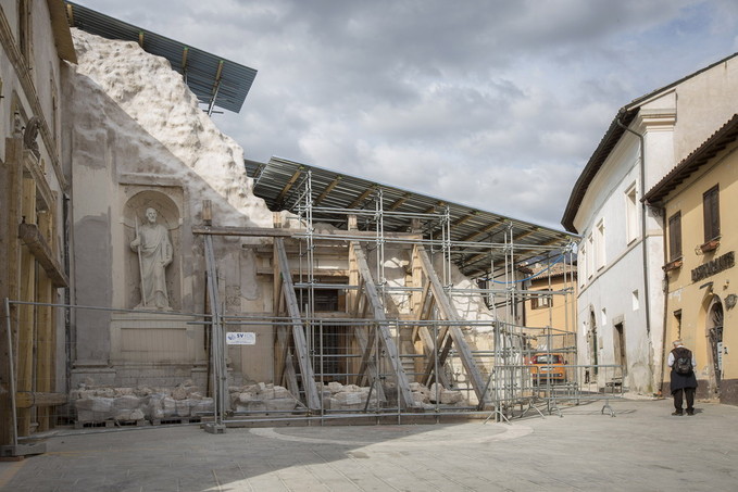 Viaggio della Cgil nei luoghi del sisma Norcia, 6 aprile 2019: Visita a Norcia e incontro con amministratori e cittadini © Simona Caleo/Cgil